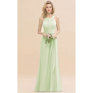 BM Bridal Womens Size Small 2 Lime Green Elegant Round Neck Sleeveless Dress New